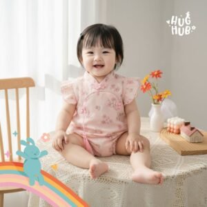 Jumper Bayi Cheongsam Motif Bunga Pink 3-18 Nyaman Adem